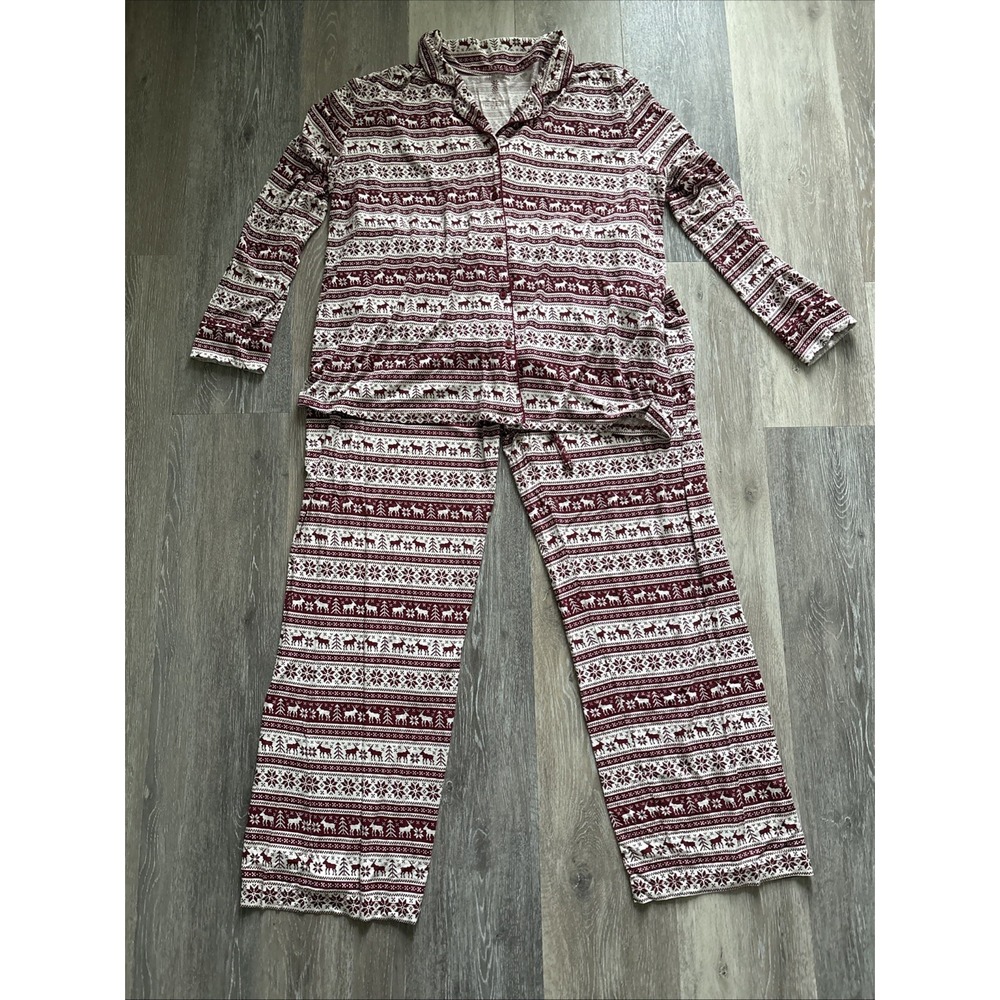 Cariloha Women's Bamboo Christmas Holiday Reindeer Women's Pajamas 2XL Cooling